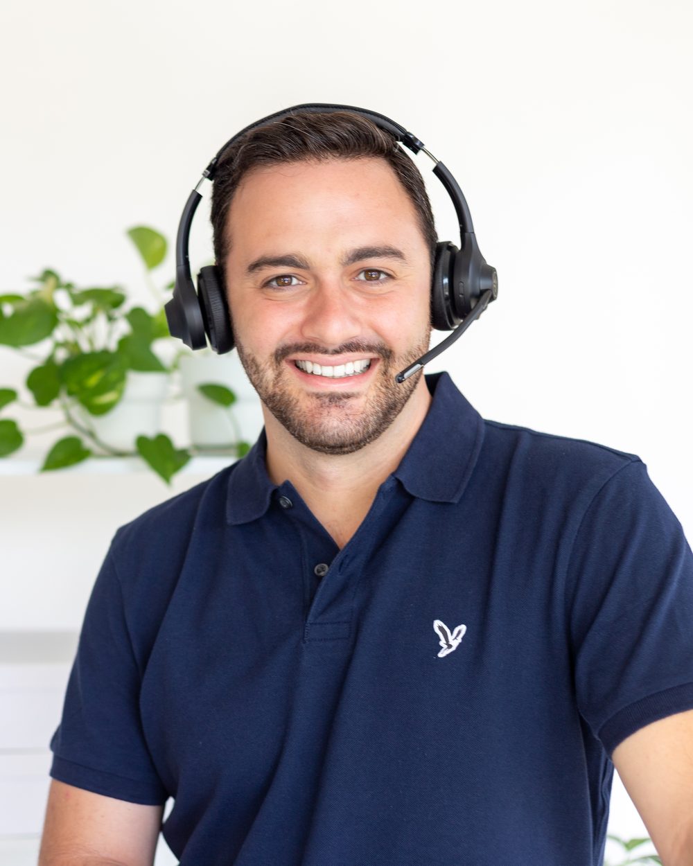 Abe Braha, founder of Icebreaker, wearing a headset
